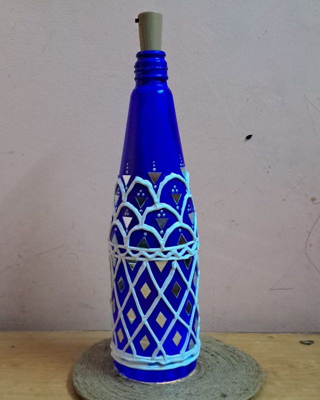 Handpainted Lippan Art Glass Bottle 