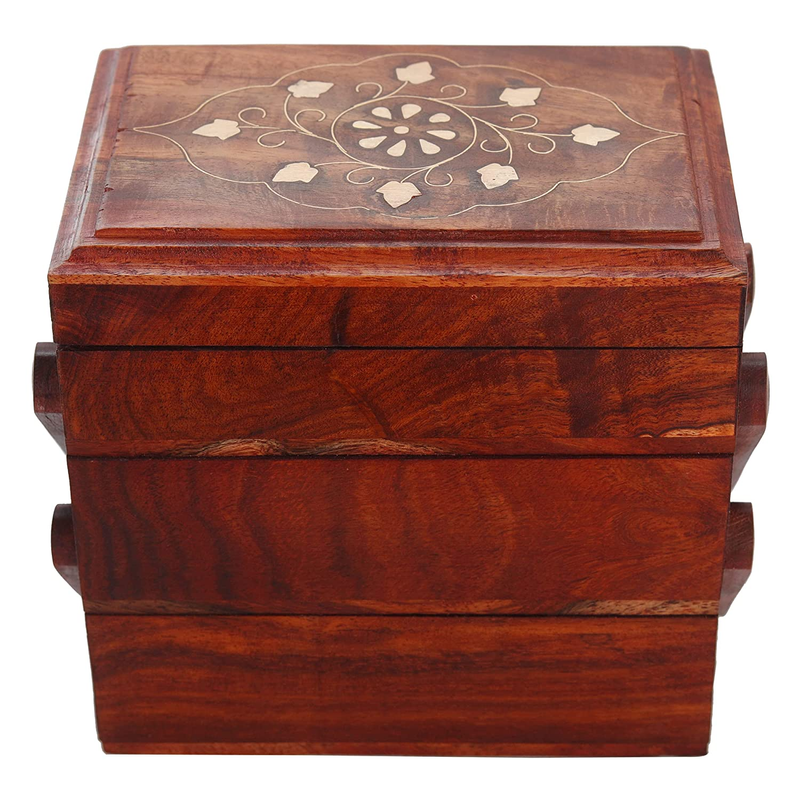 Ortus Arts Jewelry Handmade Wooden Jewellery Box for Women Jewel Organizer Hand Carved Jali Carvings Gift Items of Christmas Wedding Housewarming Mother's Day (Brown)